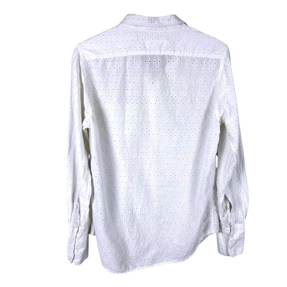 Nili Lotan White Eyelet Cotton Button Down Long Sleeve Blouse M - Picture 4 of 7